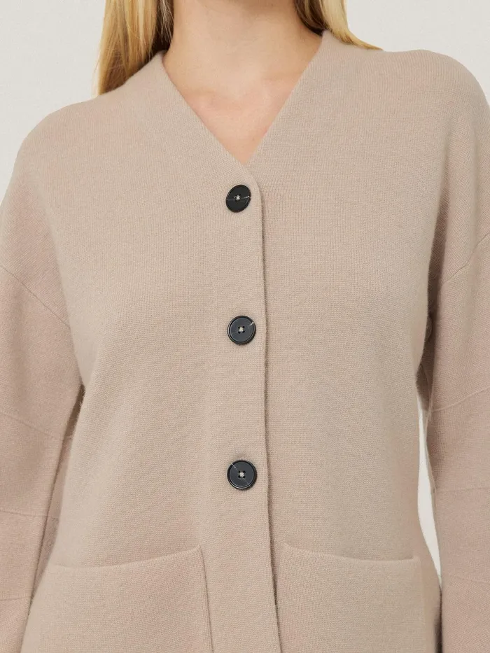 Women Darted Longline Knit Jacket Cream Jigsaw Knitwear and Cashmere