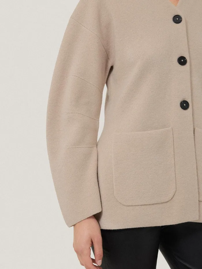 Women Darted Longline Knit Jacket Cream Jigsaw Knitwear and Cashmere