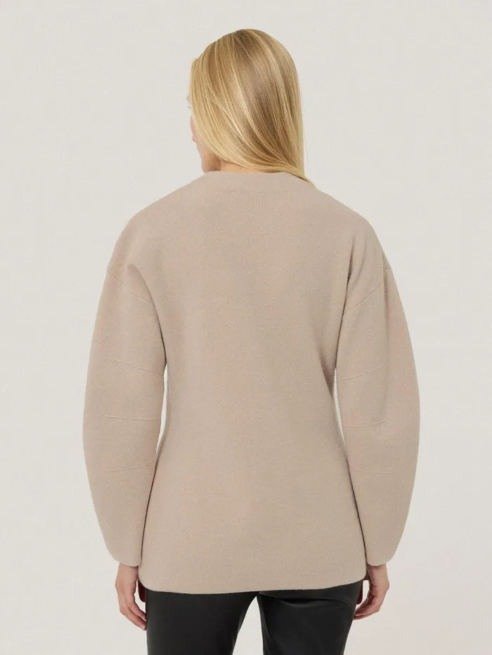 Women Darted Longline Knit Jacket Cream Jigsaw Knitwear and Cashmere