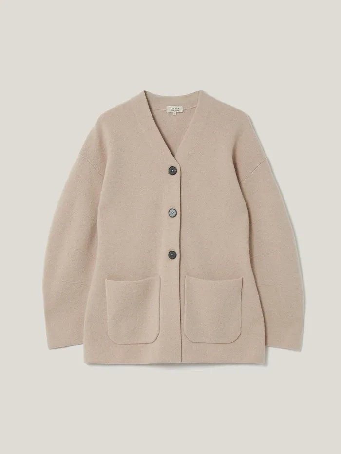 Women Darted Longline Knit Jacket Cream Jigsaw Knitwear and Cashmere
