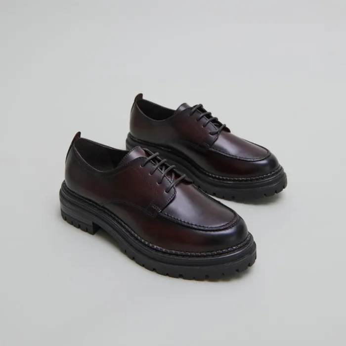 Women Derbies With Notched Soles Red Brown JONAK Derbies Oxfords