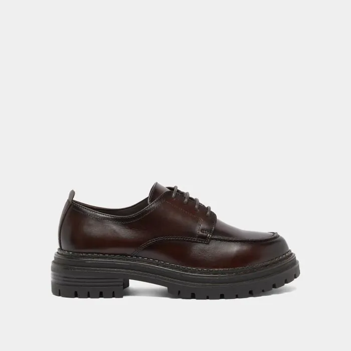 Women Derbies With Notched Soles Red Brown JONAK Derbies Oxfords