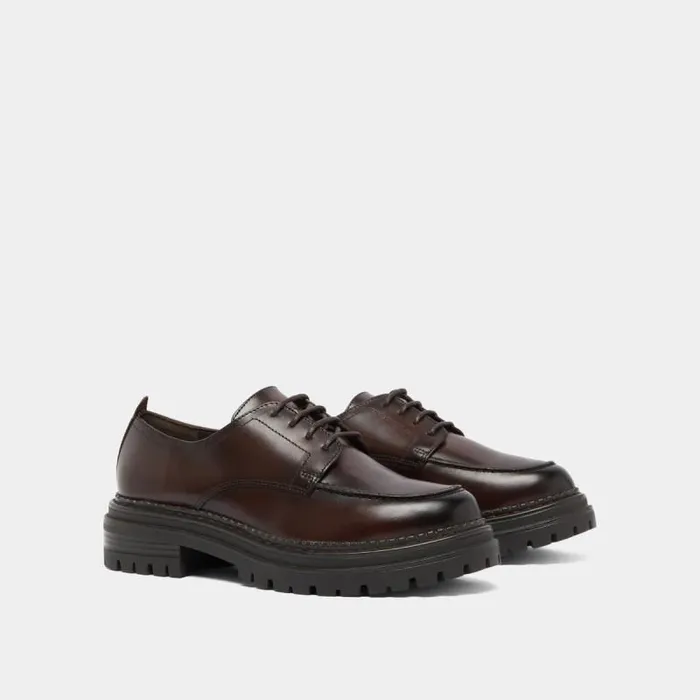 Women Derbies With Notched Soles Red Brown JONAK Derbies Oxfords