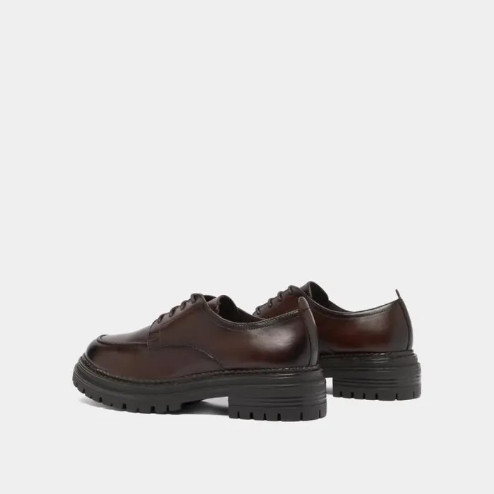 Women Derbies With Notched Soles Red Brown JONAK Derbies Oxfords