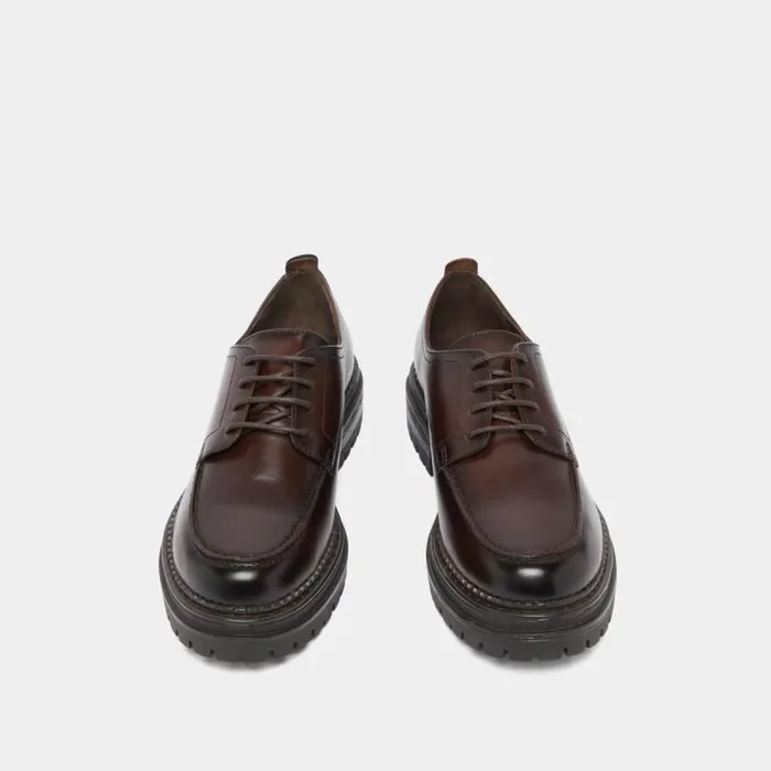 Women Derbies With Notched Soles Red Brown JONAK Derbies Oxfords