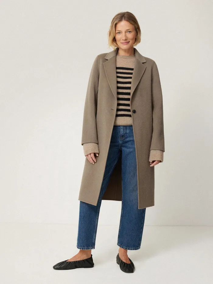Women Double Faced Tailored Coat Mole Jigsaw Coats and Jackets