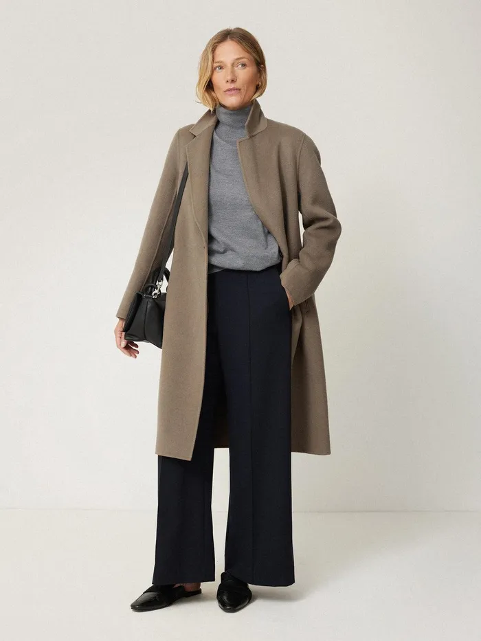 Women Double Faced Tailored Coat Mole Jigsaw Coats and Jackets