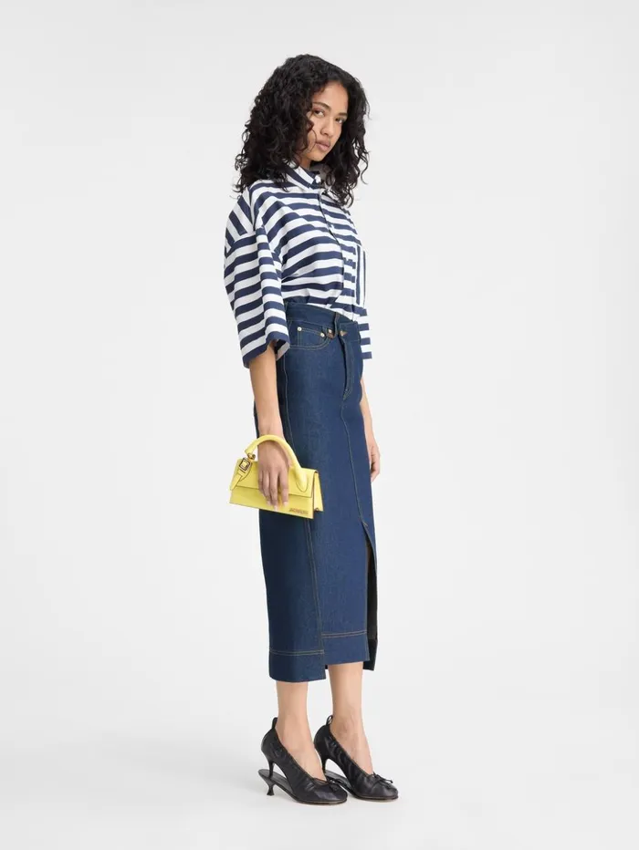 Women Dresses and Skirts JACQUEMUS The DeNmes Denim Skirt Navy Tabac Women Dresses and Skirts JACQUEMUS The DeNmes Denim Skirt Navy Tabac