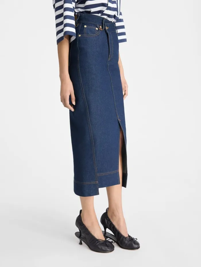 Women Dresses and Skirts JACQUEMUS The DeNmes Denim Skirt Navy Tabac Women Dresses and Skirts JACQUEMUS The DeNmes Denim Skirt Navy Tabac