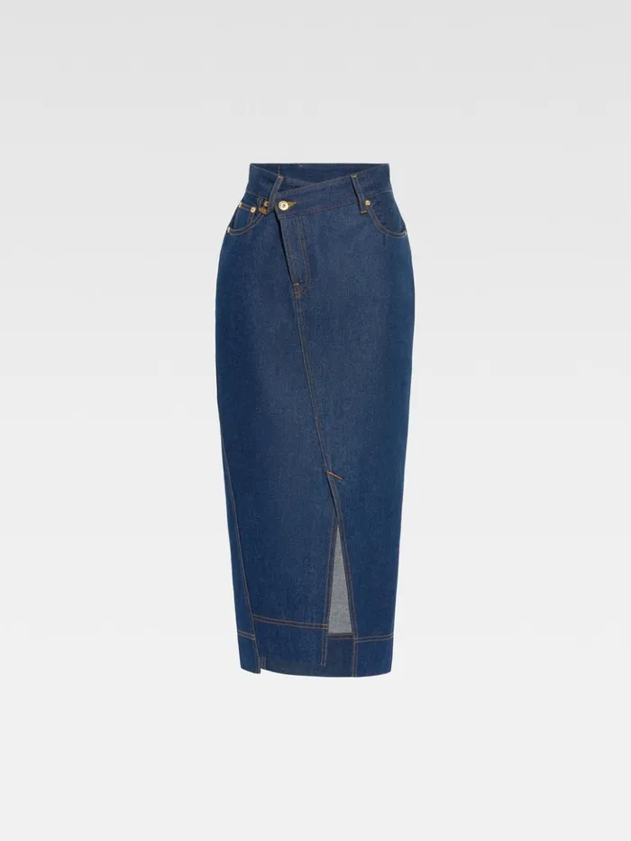 Women Dresses and Skirts JACQUEMUS The DeNmes Denim Skirt Navy Tabac Women Dresses and Skirts JACQUEMUS The DeNmes Denim Skirt Navy Tabac