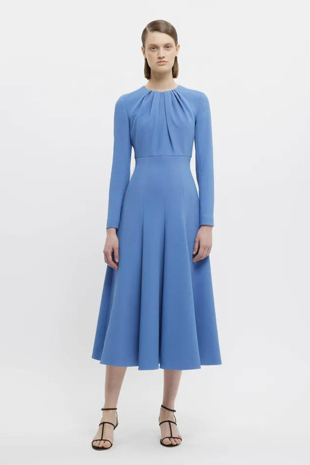 Women Dresses Emilia Wickstead Belgium Dress In Indigo Double Crepe