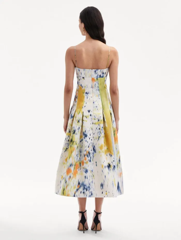 Women Dresses Oscar De La Renta Abstract Brushstroke Satin Dress Calendula Multi Women Dresses Oscar De La Renta Abstract Brushstroke Satin Dress Calendula Multi
