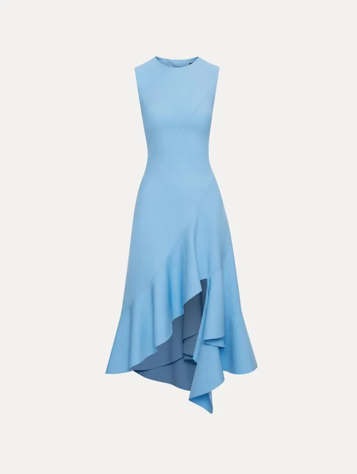 Women Dresses Oscar De La Renta Asymmetrical Hem Wool Dress Pastel Blue