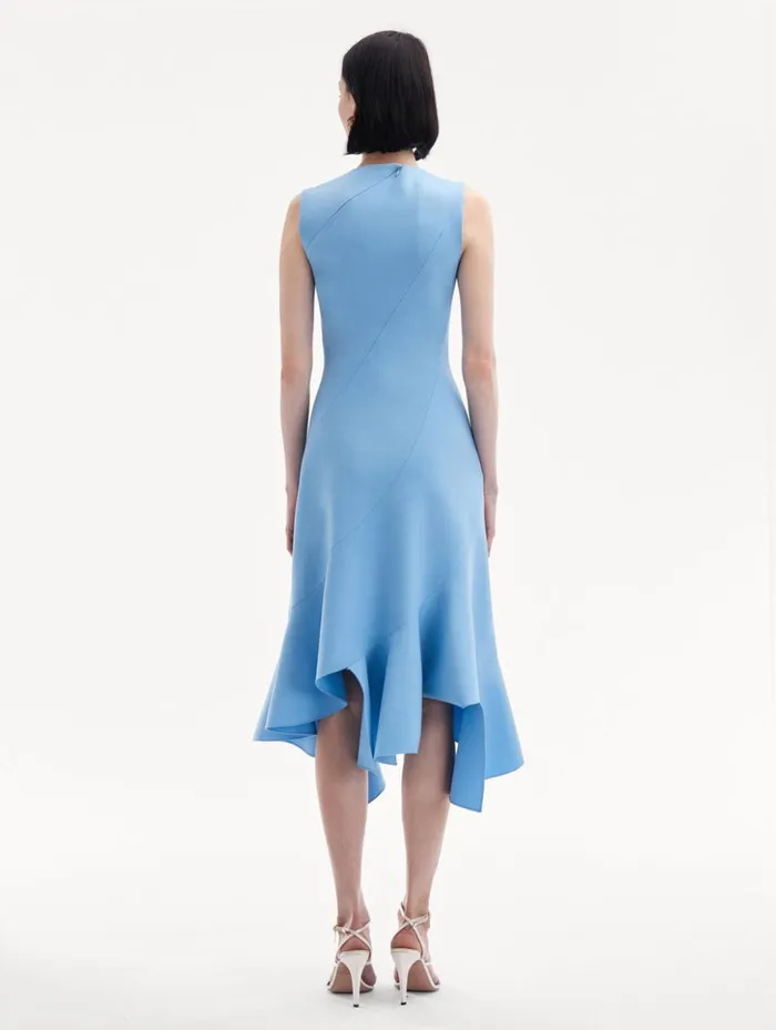 Women Dresses Oscar De La Renta Asymmetrical Hem Wool Dress Pastel Blue