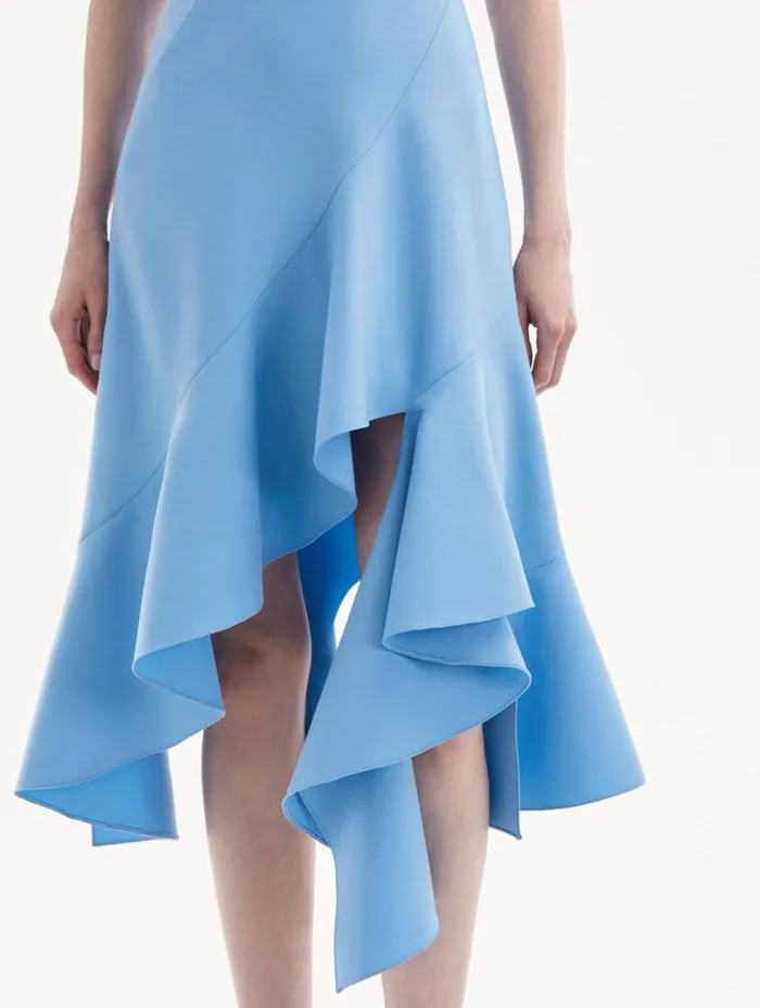 Women Dresses Oscar De La Renta Asymmetrical Hem Wool Dress Pastel Blue