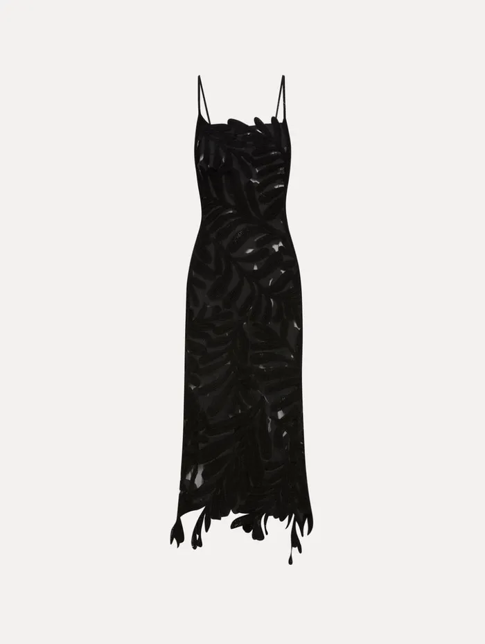 Women Dresses Oscar De La Renta Crocheted Fern Midi Dress Black