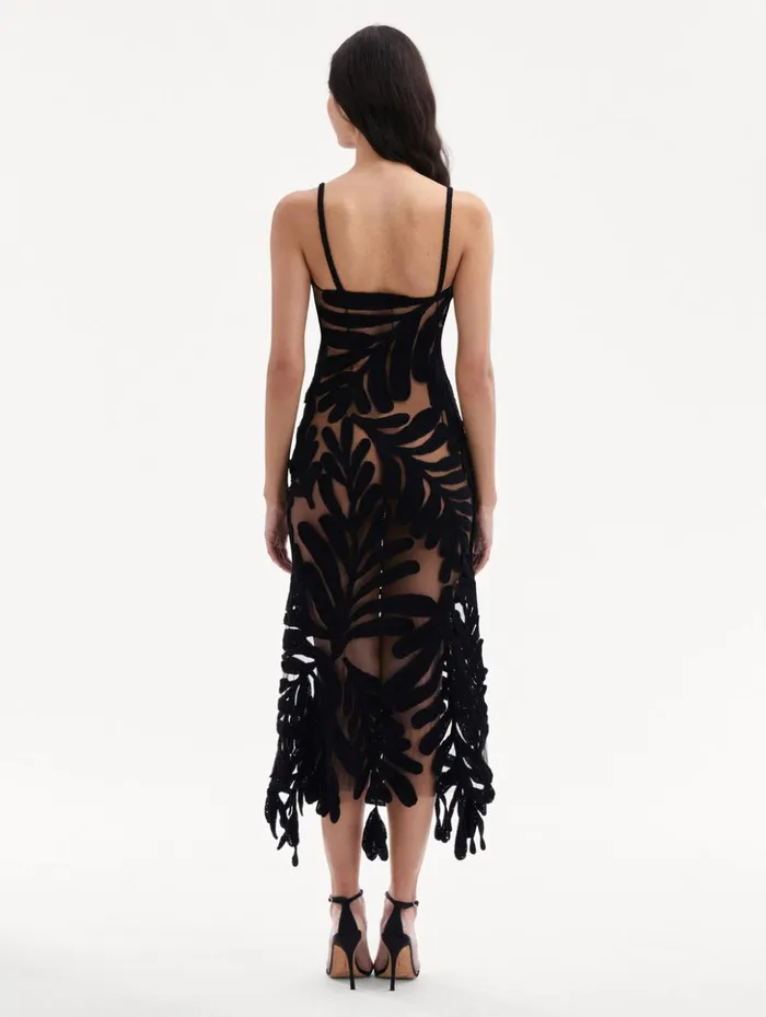 Women Dresses Oscar De La Renta Crocheted Fern Midi Dress Black
