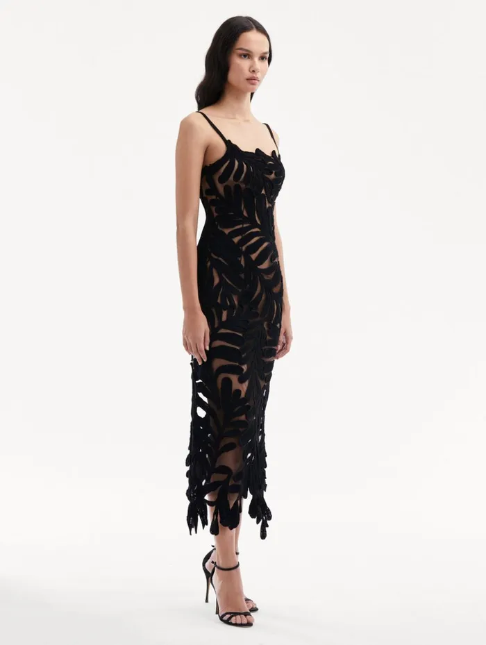 Women Dresses Oscar De La Renta Crocheted Fern Midi Dress Black