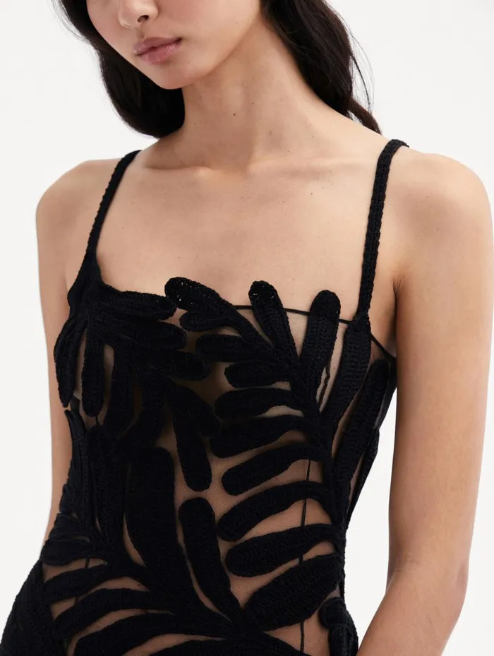 Women Dresses Oscar De La Renta Crocheted Fern Midi Dress Black
