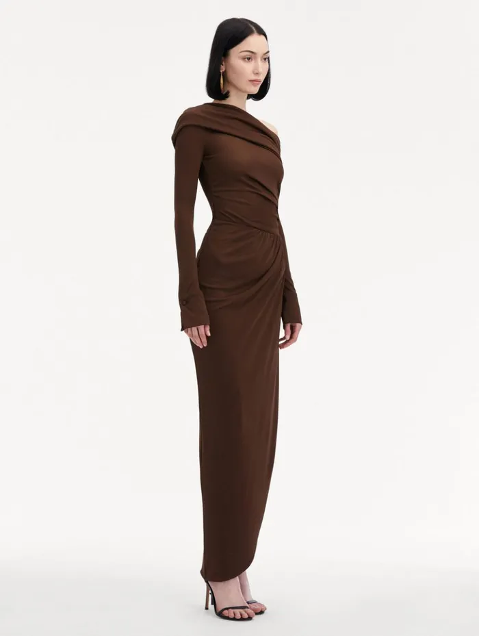 Women Dresses Oscar De La Renta Off Shoulder Jersey Cocktail Dress Chocolate Women Dresses Oscar De La Renta Off Shoulder Jersey Cocktail Dress Chocolate