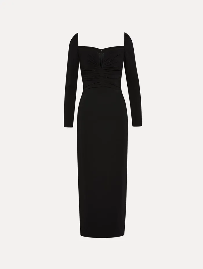 Women Dresses Oscar De La Renta Plunging Sweetheart Cocktail Dress Black