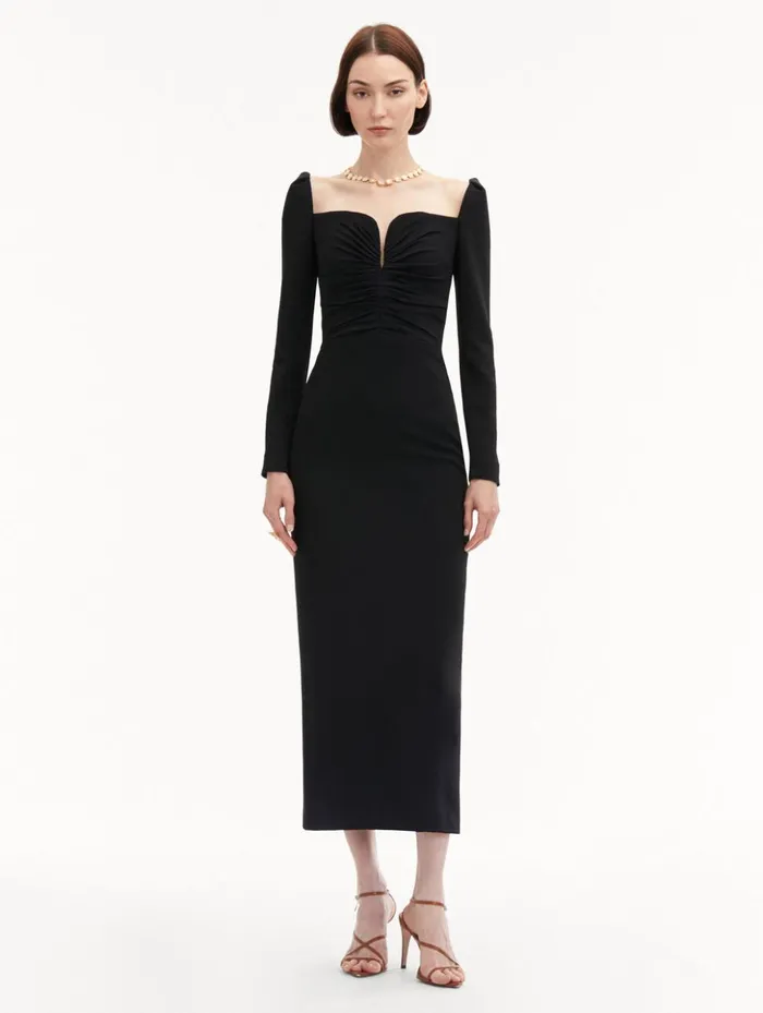 Women Dresses Oscar De La Renta Plunging Sweetheart Cocktail Dress Black Women Dresses Oscar De La Renta Plunging Sweetheart Cocktail Dress Black