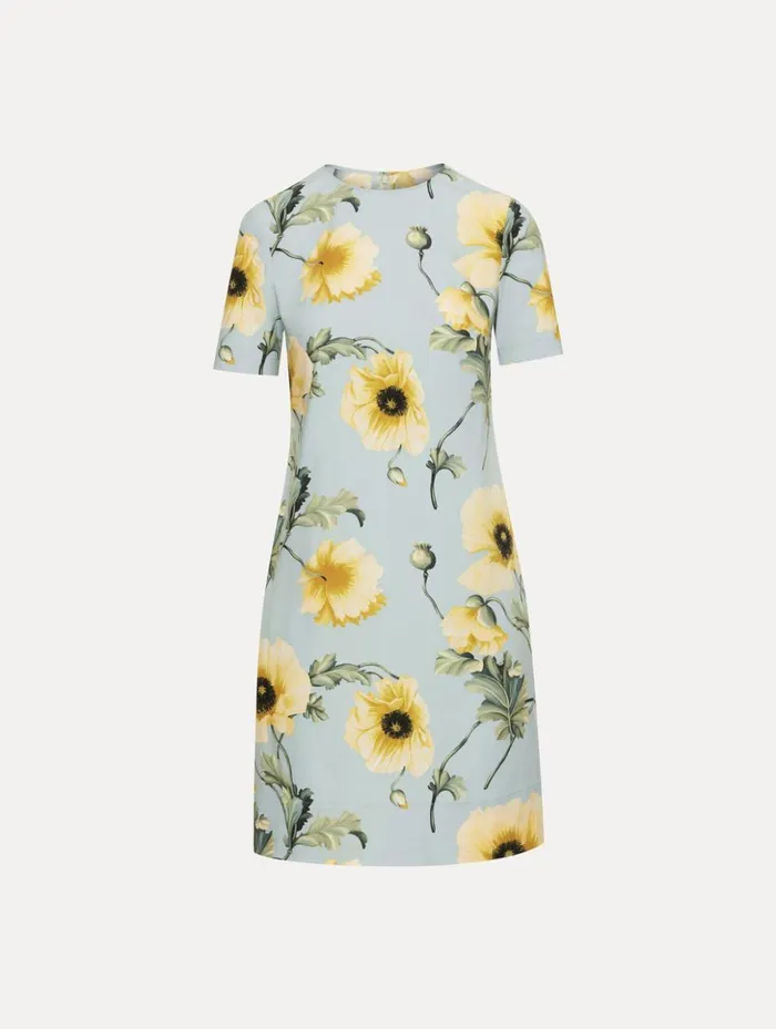 Women Dresses Oscar De La Renta Poppy Cotton Poplin Shift Dress Sage Yellow