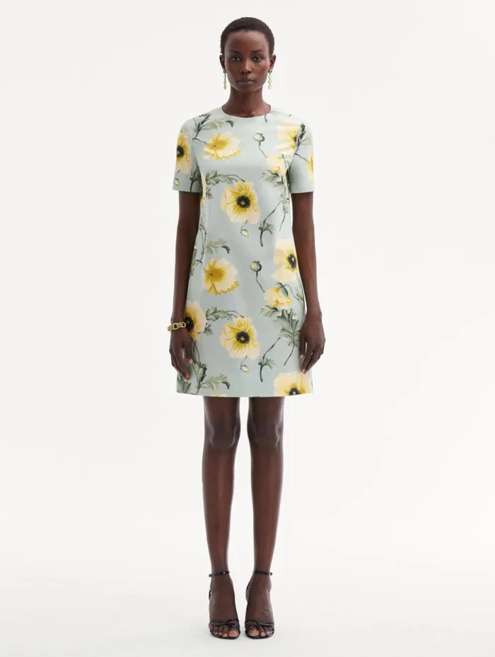 Women Dresses Oscar De La Renta Poppy Cotton Poplin Shift Dress Sage Yellow Women Dresses Oscar De La Renta Poppy Cotton Poplin Shift Dress Sage Yellow