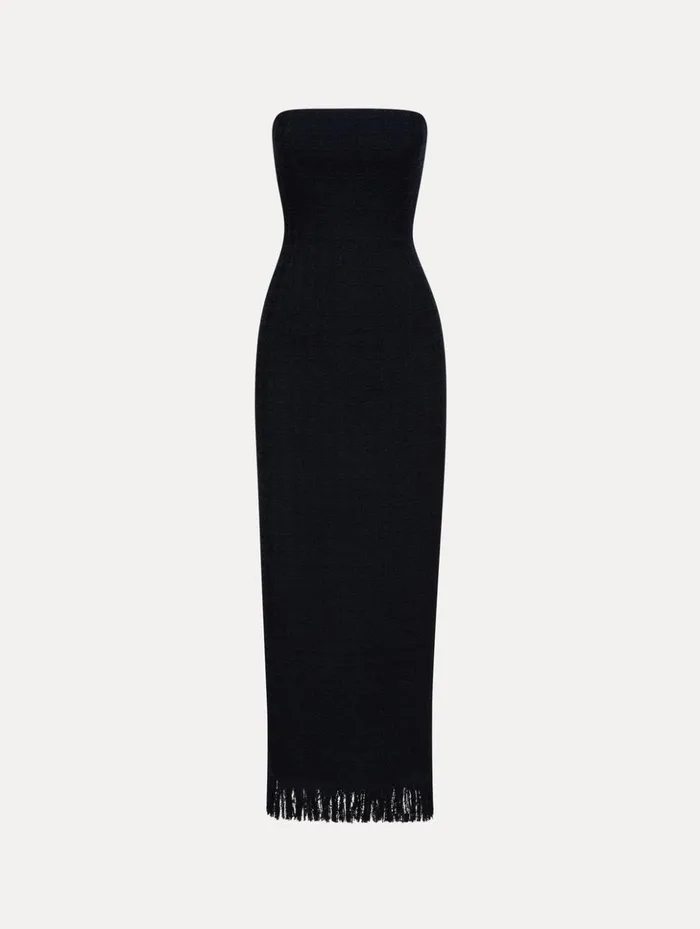 Women Dresses Oscar De La Renta Tweed Tea Length Cocktail Dress Navy