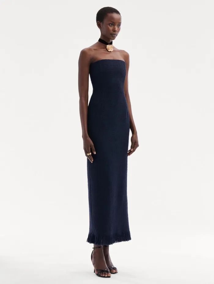 Women Dresses Oscar De La Renta Tweed Tea Length Cocktail Dress Navy Women Dresses Oscar De La Renta Tweed Tea Length Cocktail Dress Navy