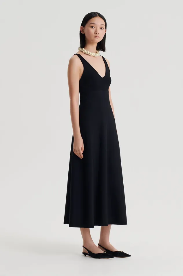 Women Dresses Scanlan Theodore CREPE KNIT V NECK DRESS BLACK Women Dresses Scanlan Theodore CREPE KNIT V NECK DRESS BLACK
