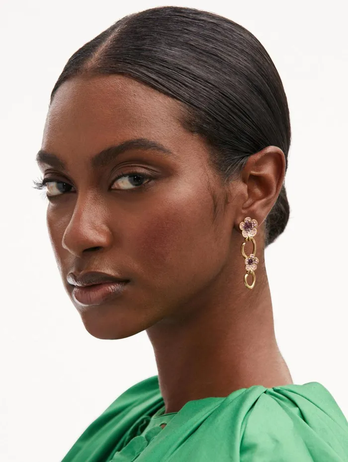 Women Earrings Oscar De La Renta Crystal Flower O Drop Earrings Rose Women Earrings Oscar De La Renta Crystal Flower O Drop Earrings Rose