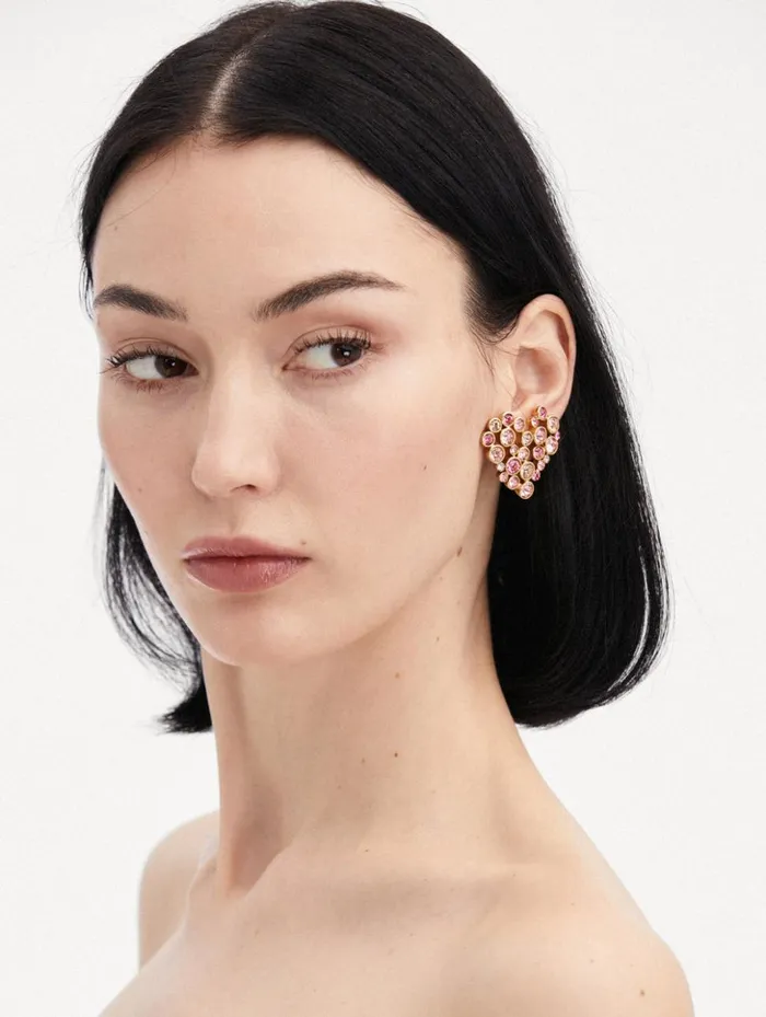 Women Earrings Oscar De La Renta Crystal Heart ClipOn Earrings Rose Gold Multi Women Earrings Oscar De La Renta Crystal Heart ClipOn Earrings Rose Gold Multi