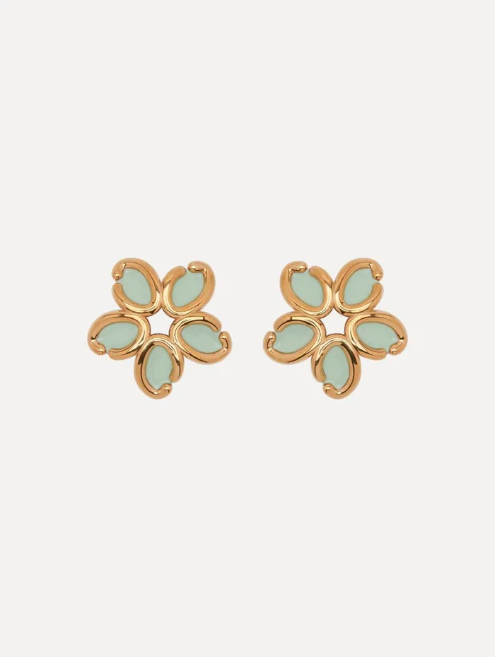 Women Earrings Oscar De La Renta Enamel O Flower Earrings Green
