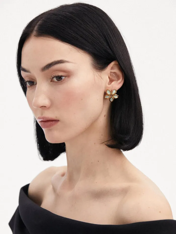 Women Earrings Oscar De La Renta Enamel O Flower Earrings Green