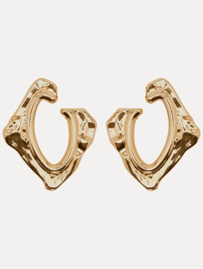 Women Earrings Oscar De La Renta Large Abstract O Hoop Earrings Gold