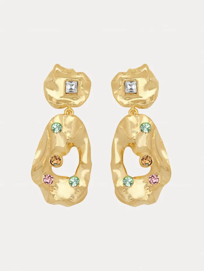 Women Earrings Oscar De La Renta Textured Metal Drop Earrings Multi