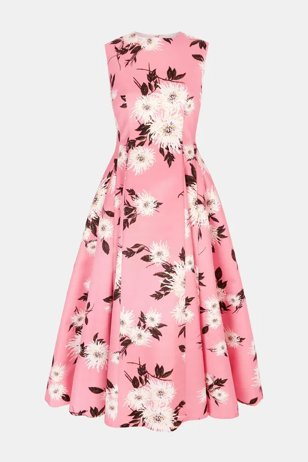 Women Emilia Wickstead Chelsea Dress In Pink Dahlia Floral Taffeta Faille Dresses