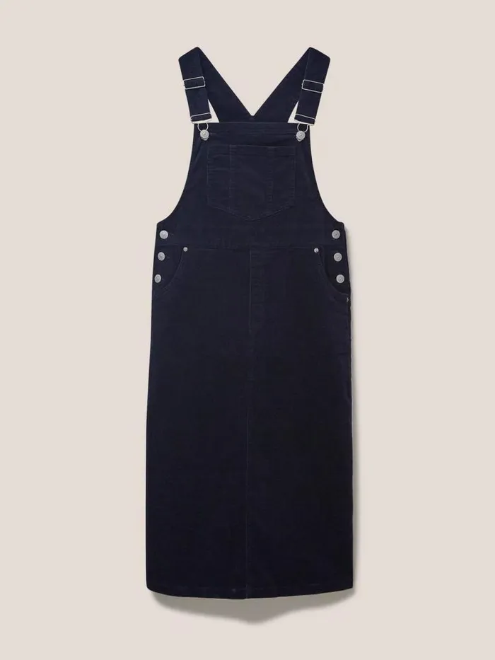 Women Emmie Organic Cord Midi Pinafore Dark Navy White Stuff Dresses