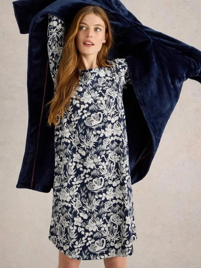 Women Eva Jersey Nightie Navy Print White Stuff Nightwear Women Eva Jersey Nightie Navy Print White Stuff Nightwear
