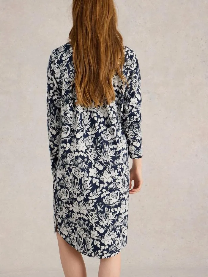 Women Eva Jersey Nightie Navy Print White Stuff Nightwear Women Eva Jersey Nightie Navy Print White Stuff Nightwear