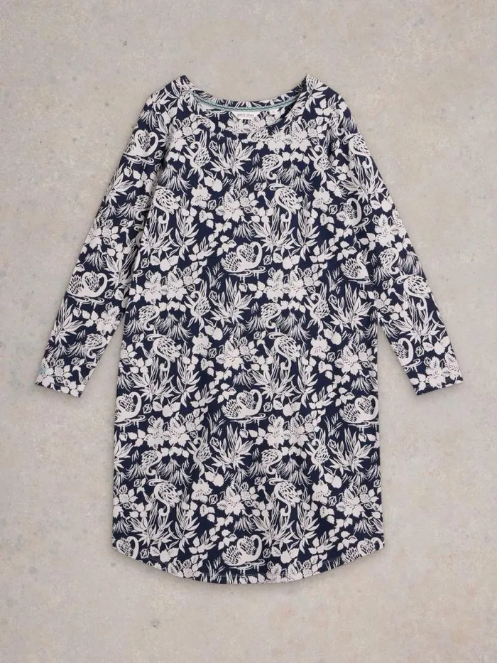 Women Eva Jersey Nightie Navy Print White Stuff Nightwear Women Eva Jersey Nightie Navy Print White Stuff Nightwear