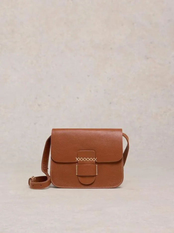 Women Evie Leather Satchel Mid Tan White Stuff Bags and Purses