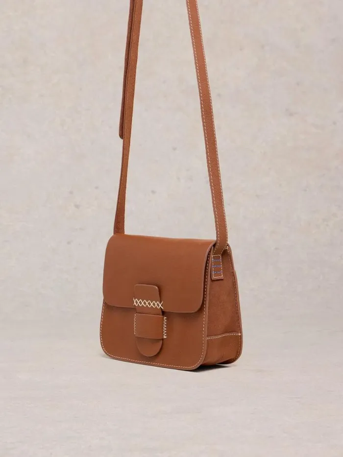 Women Evie Leather Satchel Mid Tan White Stuff Bags and Purses