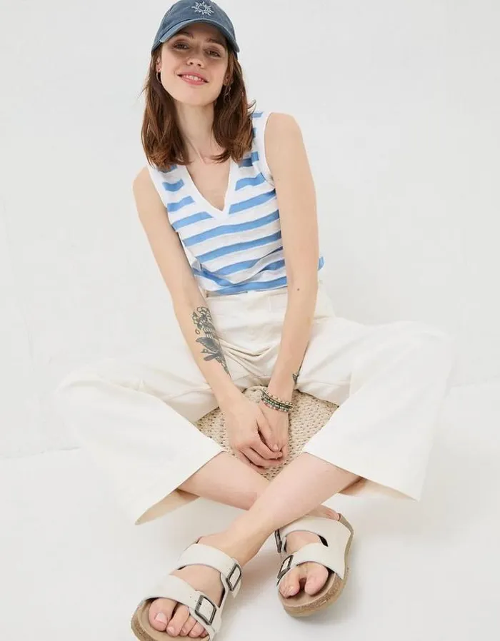Women FatFace Jeans and Dungarees Keswick Wide Leg Crop Jeans White