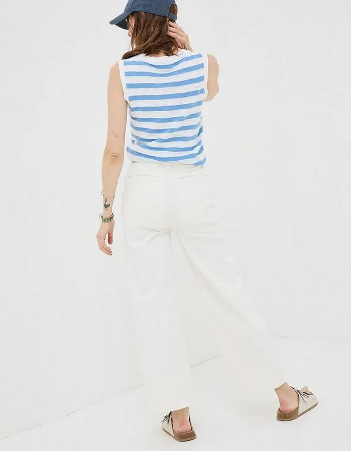Women FatFace Jeans and Dungarees Keswick Wide Leg Crop Jeans White