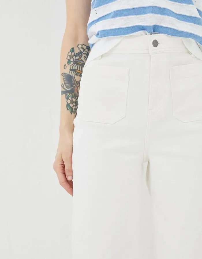 Women FatFace Jeans and Dungarees Keswick Wide Leg Crop Jeans White