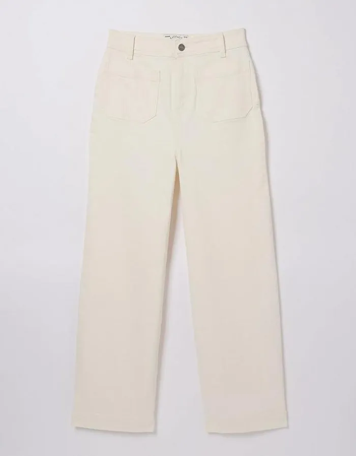 Women FatFace Jeans and Dungarees Keswick Wide Leg Crop Jeans White