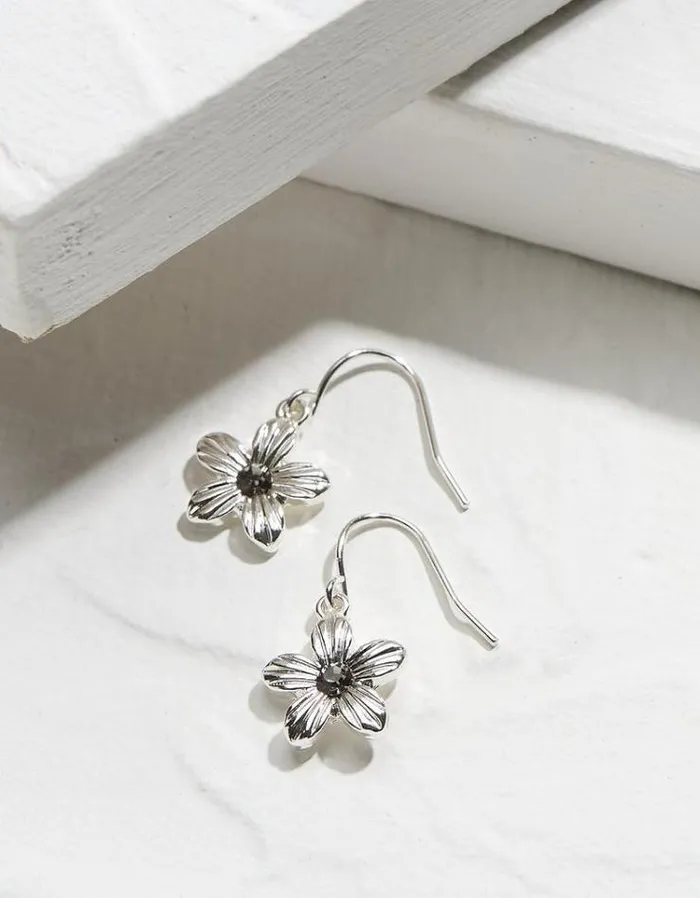 Women FatFace Jewelry Large Flower Earrings Silver