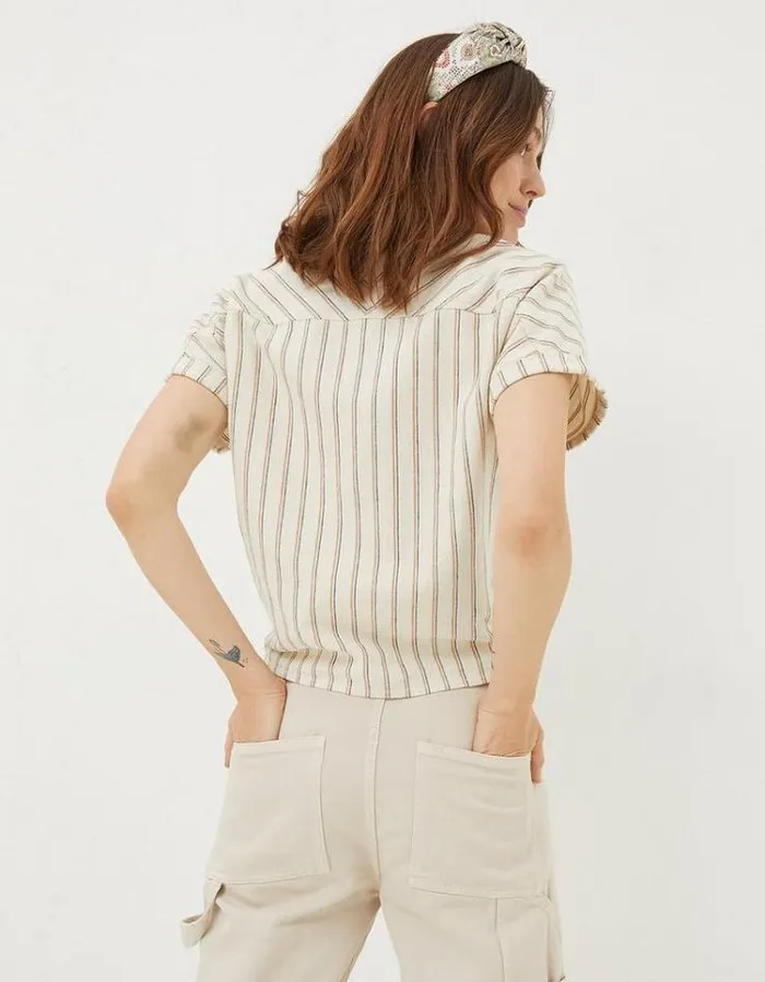 Women FatFace Linen Edit Cali Linen Blend Shirt Ivory